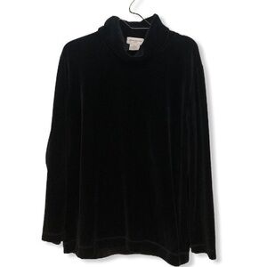Jones New York Black Velvet Blouse with cowl neck
